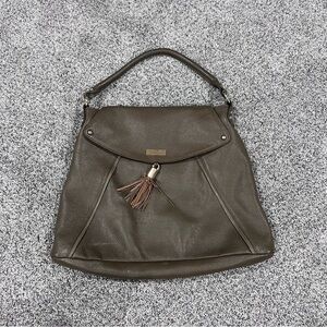 Onna Ehrlich Brown Green Genuine Leather Hobo Shoulder Bag Flap Close